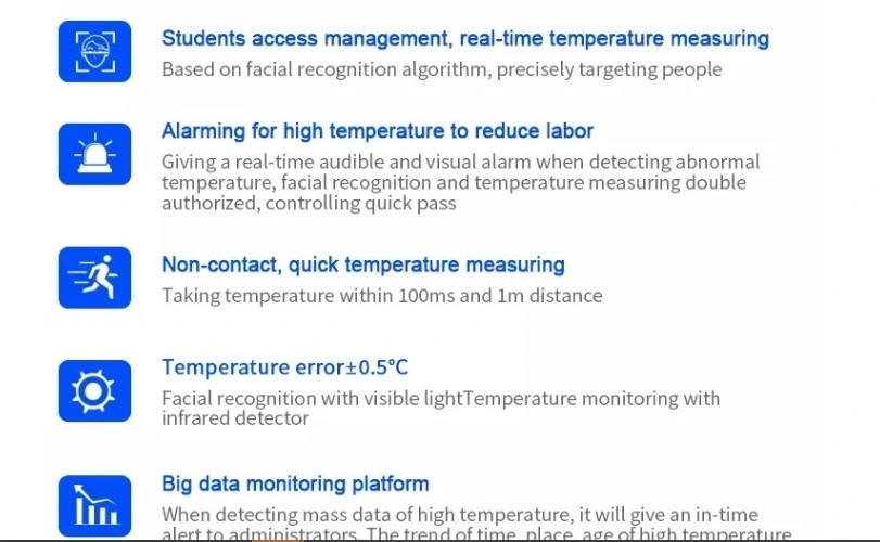 Hot Face Recognition+Temperature Detection Sensor Intelligent Access Control Terminal
