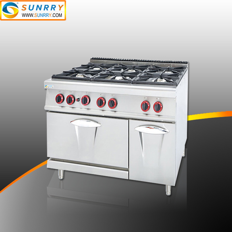 Gas 6 Head Burner and Gas Oven with Flame Sense of Security Device