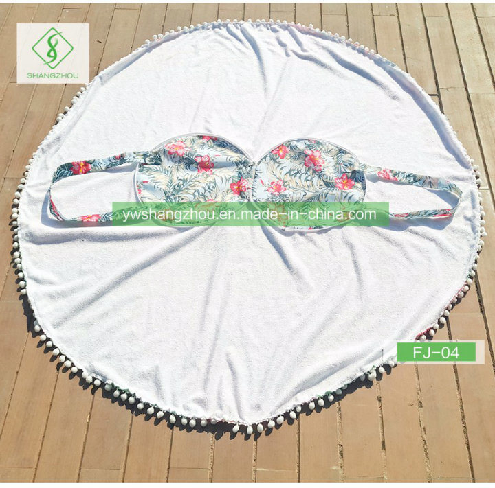 New Qualified Microfiber Printed Round Beach Towel with Bag