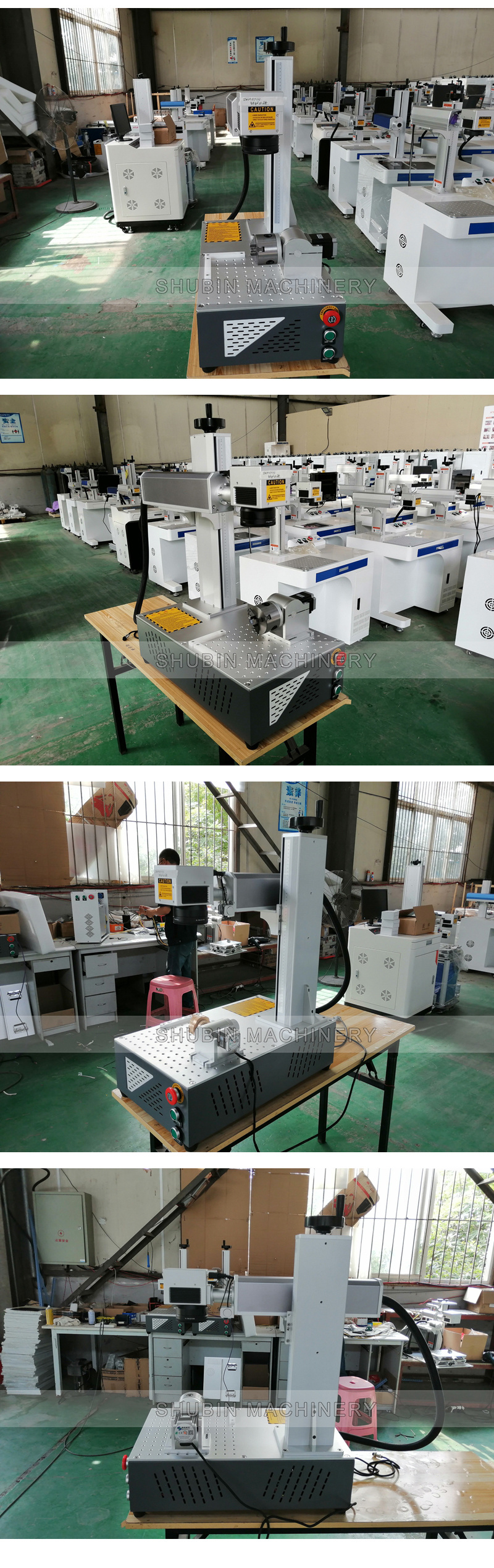 High Speed Scanning 50W Fiber Laser Engraving Machine with Rotary Axis