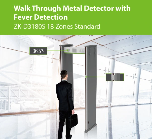 Walk Through Metal Detector with Human Body Temperature Measurement Function
