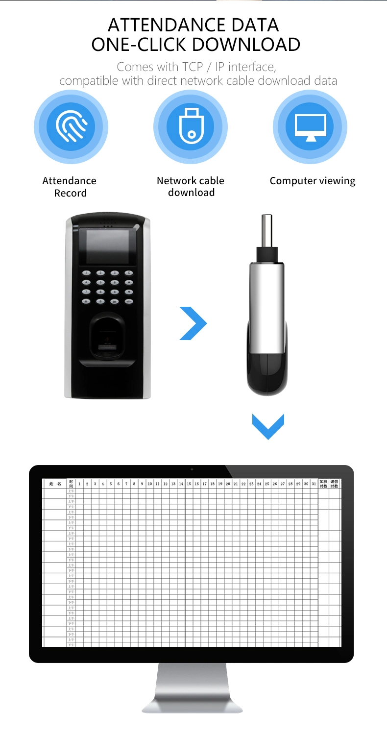 H-7f Smart Security Devices Biometric Recorder Fingerprint Time Attendance Machine