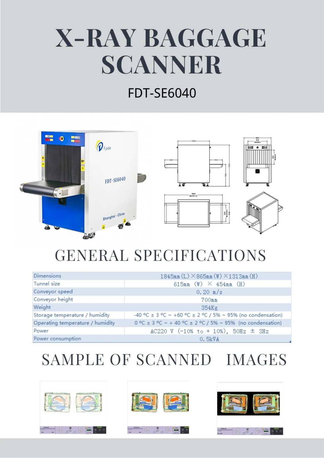 X-ray Baggage Scanner with Security Control Keyboard Fdt-6040