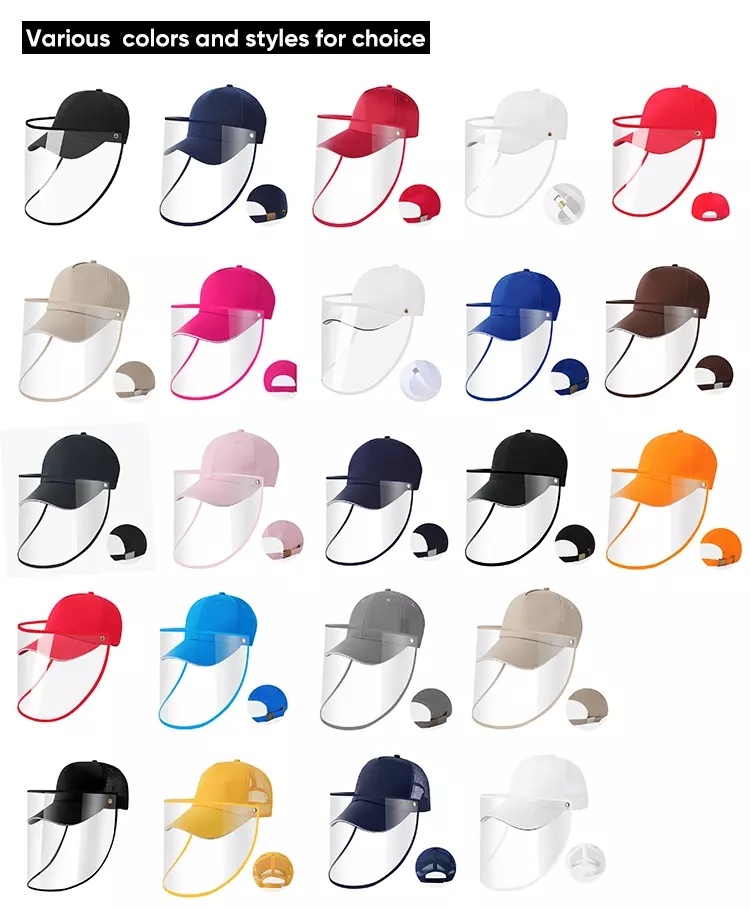 Promotion Personal Protective Equipment TPU Made Transparent Shield Baseball Hat