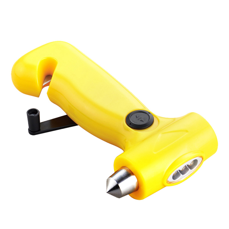 Multi- Tools Flashlight Hand Crank Flashlight, Promotional Gift Multi-Functional Safety Hammer Flashlight