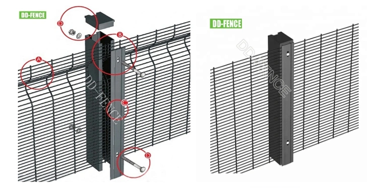 New Design Black Color 358 Security Fence System for Airport Boundary Security