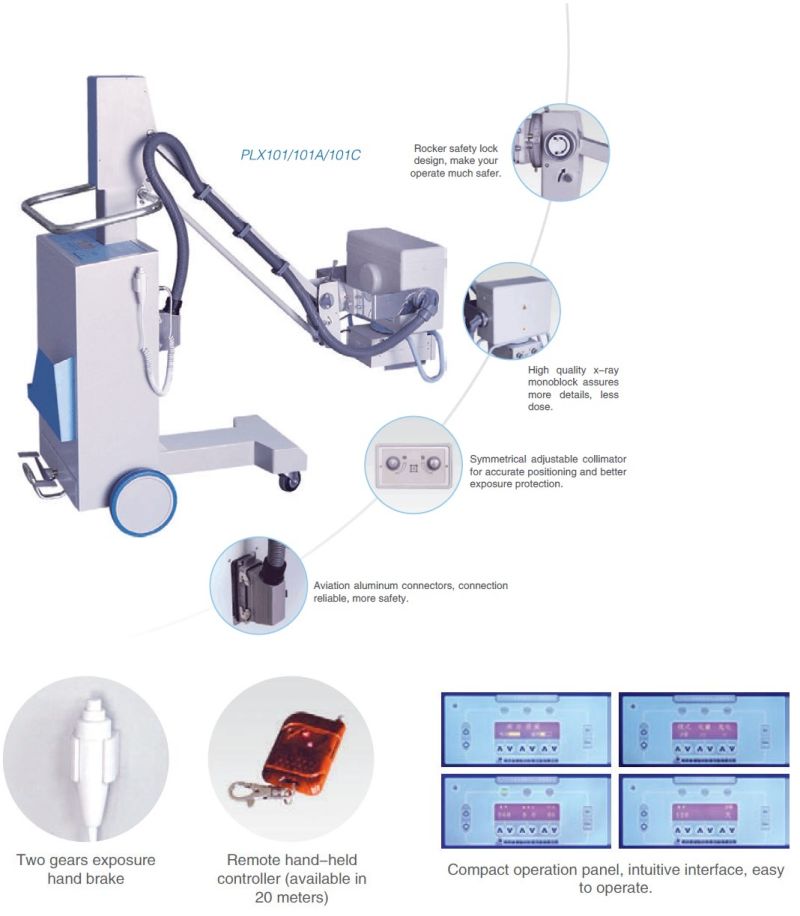 Mobile Radiography X-ray Equipment / X-ray Machine 100mA (PLX101C)