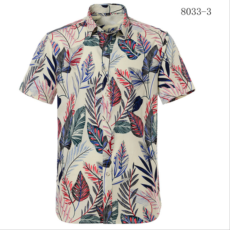 Men's Short Sleeve Casual Hawaiian Beach Printed Shirts for Men