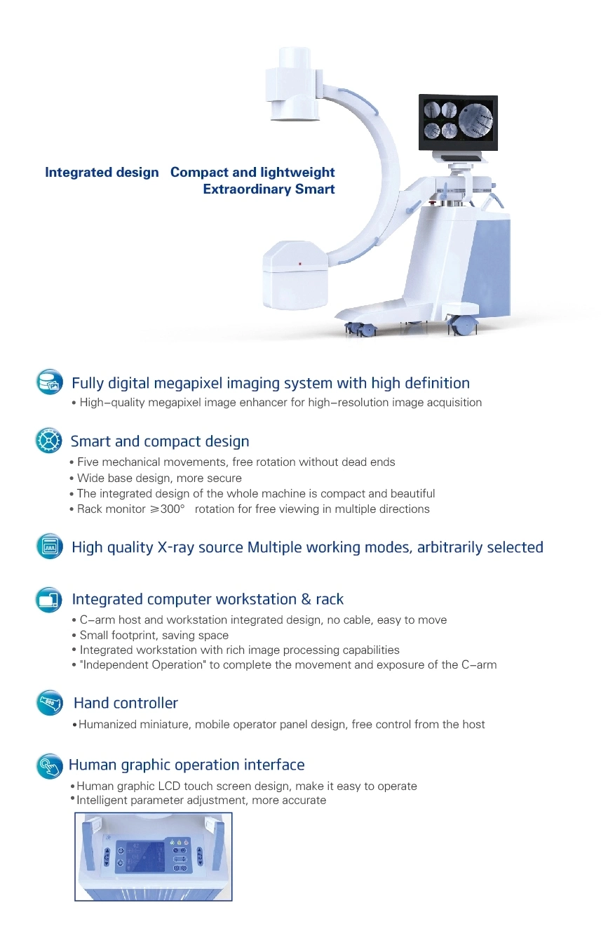 Medical Portable Digital X-ray Mobile Panel Detector C Arm X Ray Fluoroscopy Machine