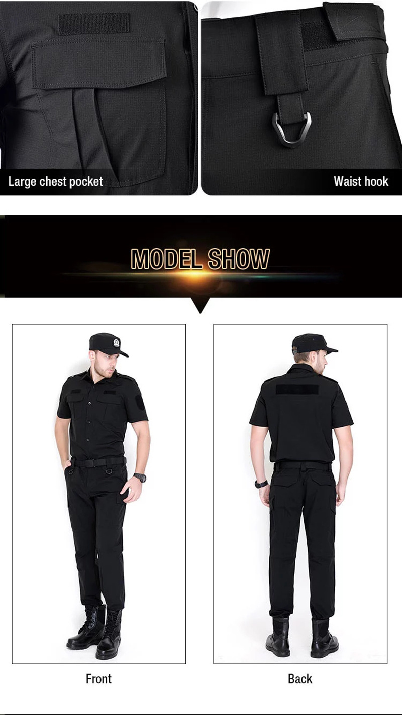 Cheap Price Security Office Janitor Black Color Security Guard Uniform