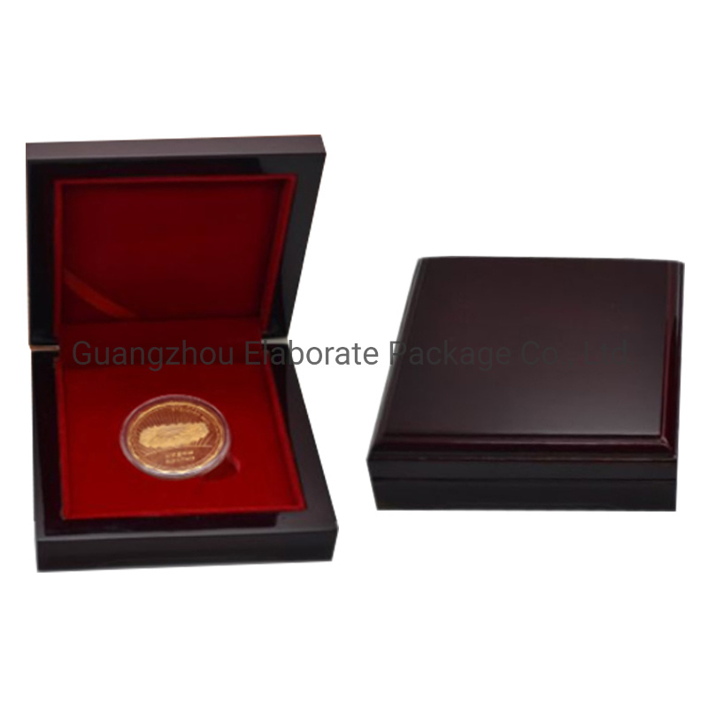 Customized Matte Wooden Coin Package Gift Box Wood Medal Packing Box