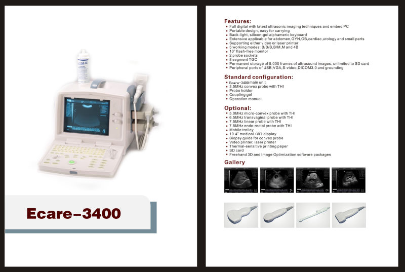 Medical Equipment, Portable Digital Color Doppler Ultrasound Scanner