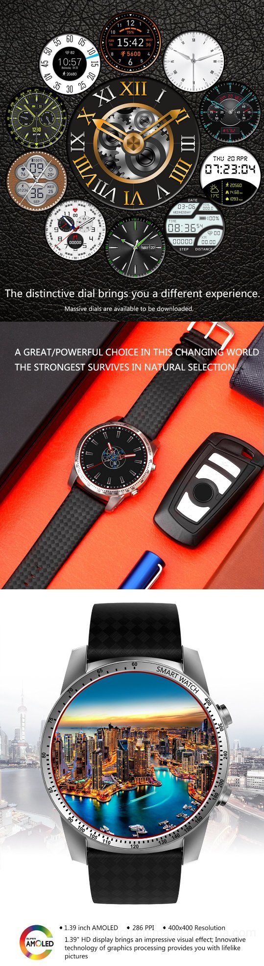 Android 5.1 Luxury 3G GPS Pedometer Smart Watch Kw99 with Heart Rate Monitor Kw99