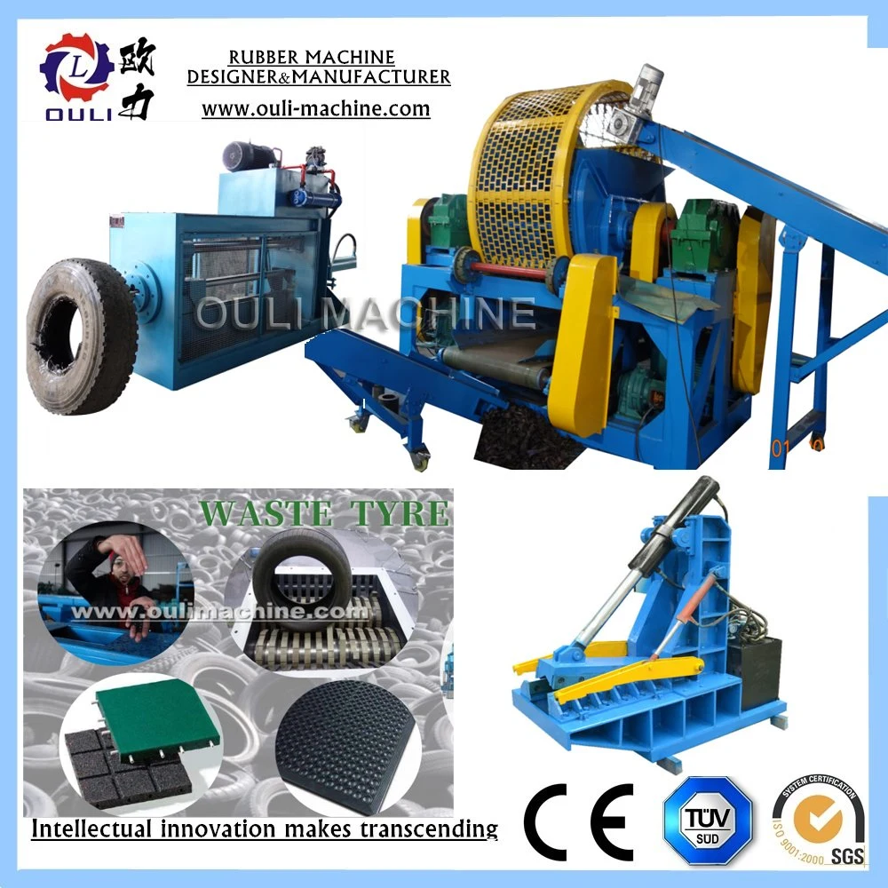 Waste Tyre Rubber Powder Production Line/ Used Tire Recycling Equipment/ Double Shaft Used Tire Processing Equipment