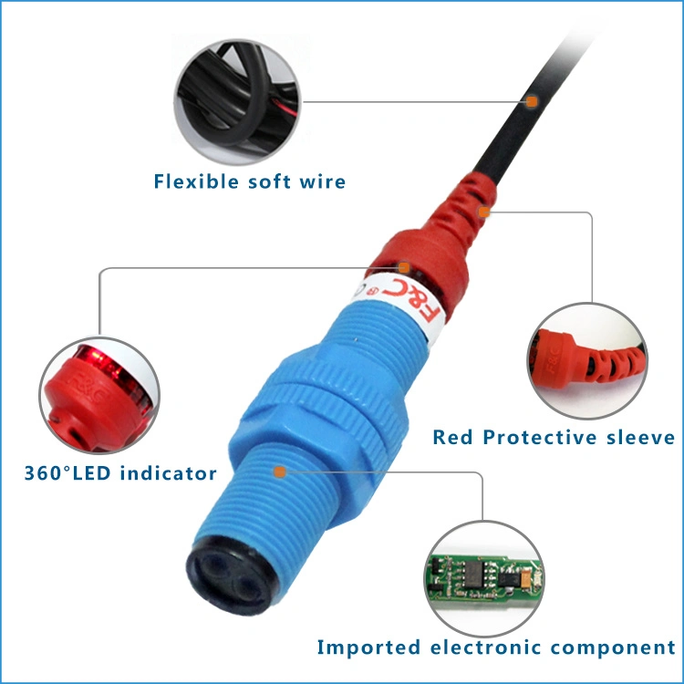 M12 Photoelectric Sensor, Light Sensor Switch, Presence Detection Sensor 5mm