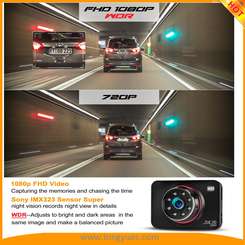 2.7'' Car DVR with 8 IR LED Super Night Vision 1080P G-Sensor Loop Recording Motion Detection