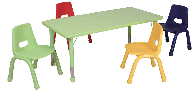 Rectangle Green Color Kids Table and Chair Daycare Furniture