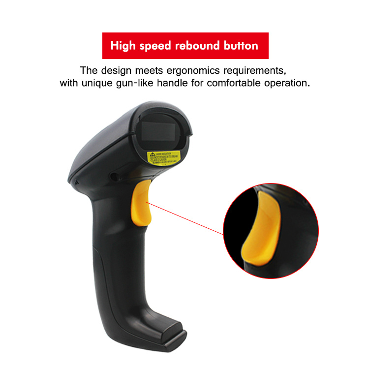 Handle Safety Portable 1d Laser Scanner Barcode Label Gun HS-6100
