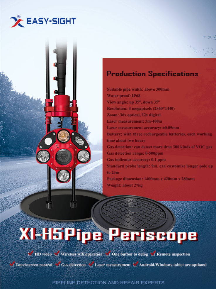 Pole Style Zoom Inspection Camera Quick View Zoom Inspection Camera System for Manhole