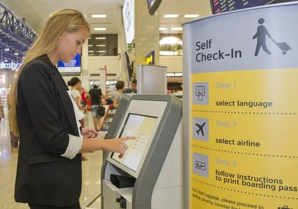 Online Access Airport Check in Kiosk with Card Reader and Printer