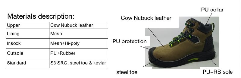 Cow Nubuck Leather Safety Boot Safety Shoe