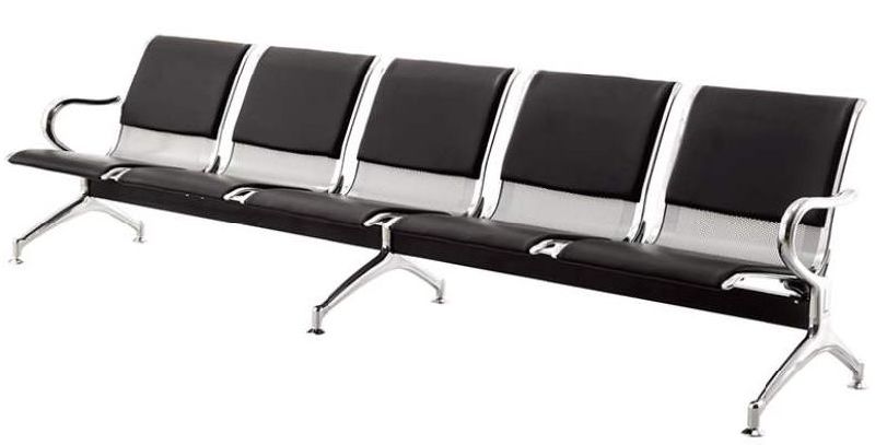 5 Seater Metal Steel Half PU Leather Hospital Airport Public Waiting Bench Seating