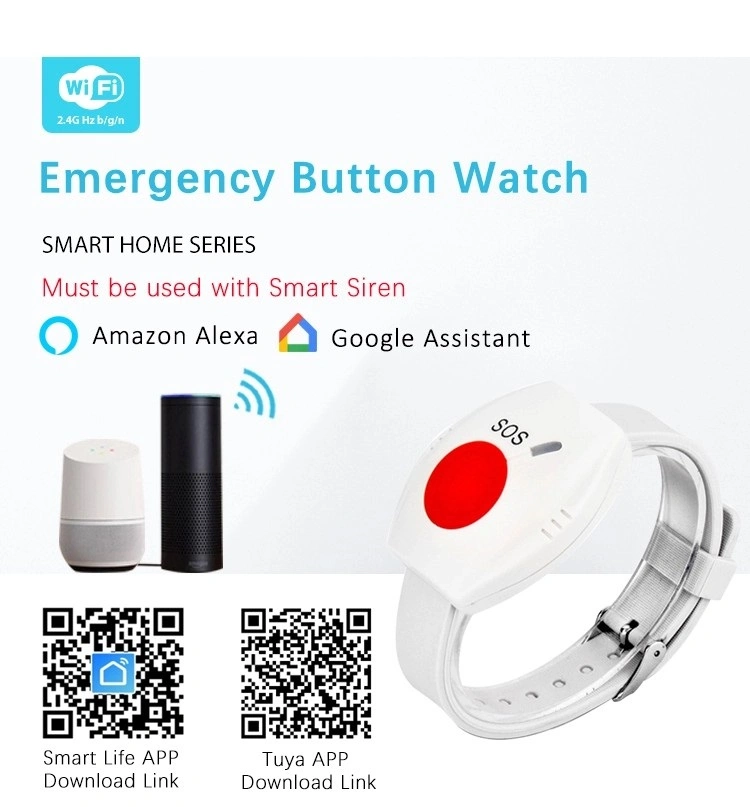 Tuya Smart Home Security Device Button Type Emergency Alarm Radio Frequency Bracelet Watch for Children