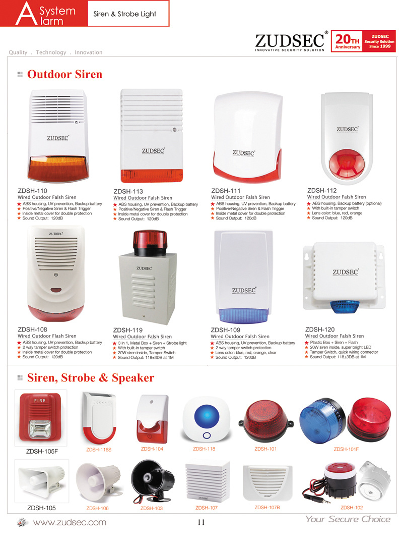 High Quality Wired Flashing Light Strobe Siren for PSTN/GSM Wireless Home Security Alarm System