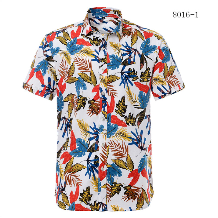 Men's Short Sleeve Casual Hawaiian Beach Printed Shirts for Men