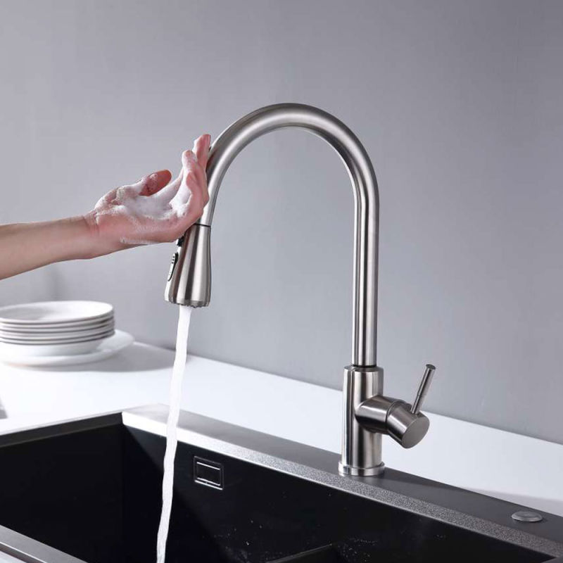 Sensor Kitchen Faucet Brass Pull Down Automatic Sensor Kitchen Sink Mixer