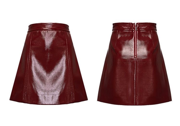 Women High Quality Thick Leather High Waisted Winter Skirt
