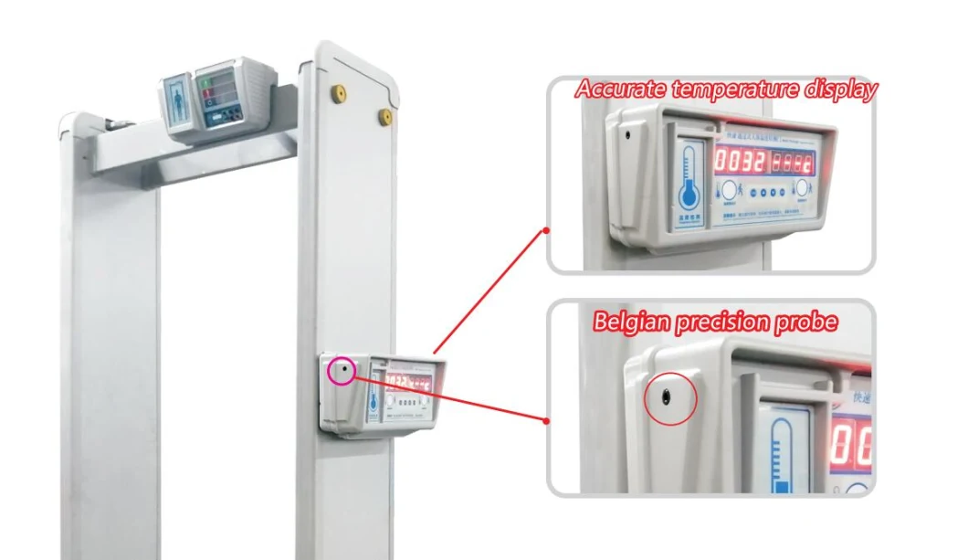 Security Door (DFMD) Frame Archway Walk Through Metal Detector Human Body Detector Temperature Sensor Measurement Metal Detector