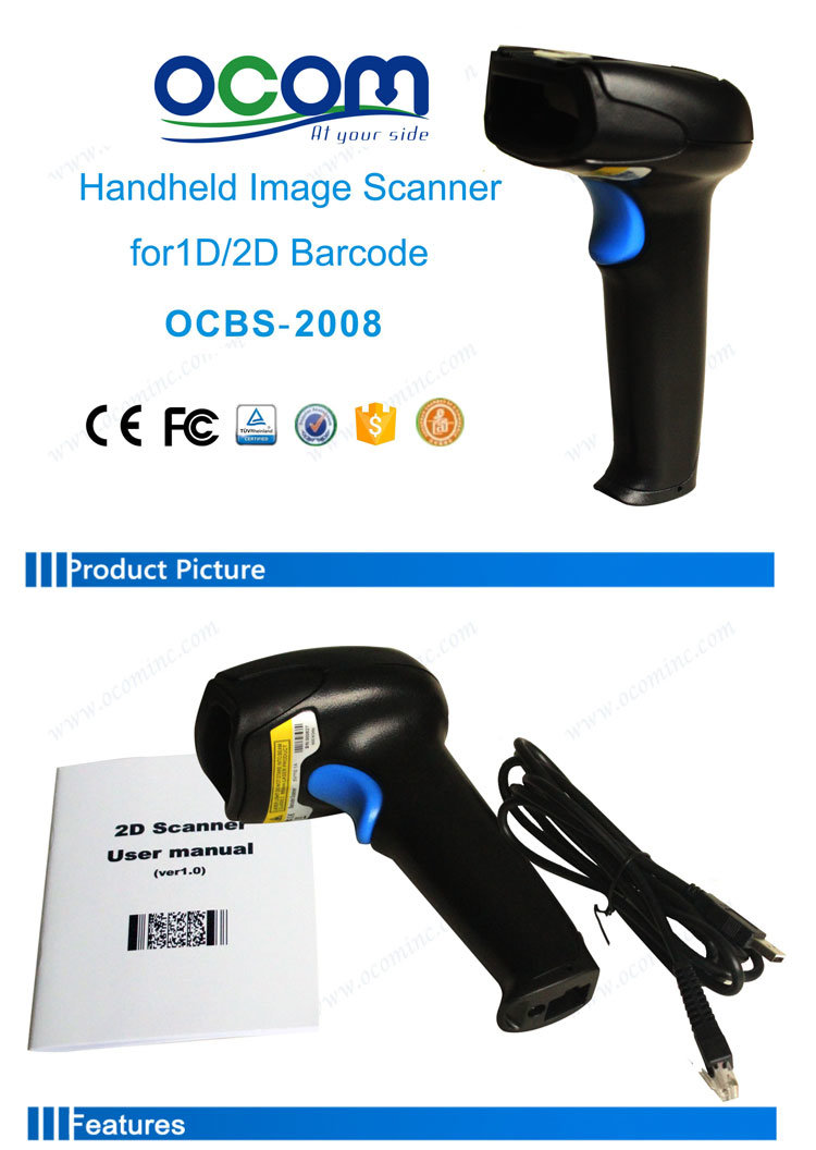 Handheld Laser Barcode Scanner 1d 2D USB Wired Scanner