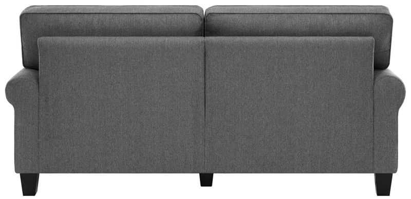 Dark Gray Sofa - Pillowed Back Cushions and Rounded Arms, Durable Modern Upholstered Fabric - Sofa