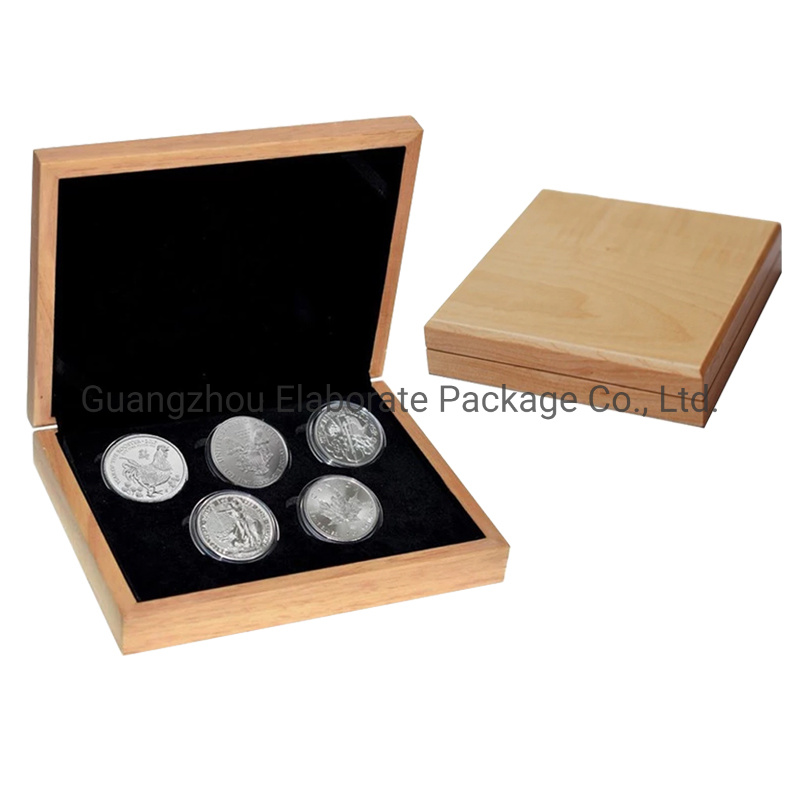Customized Matte Wooden Coin Package Gift Box Wood Medal Packing Box