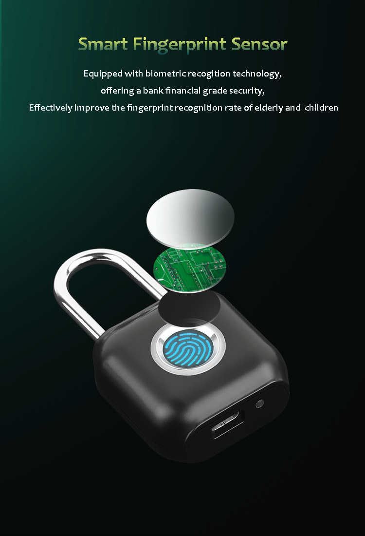 Portable Fingerprint Padlock for Backpack, Luggage for Your Privacy safety