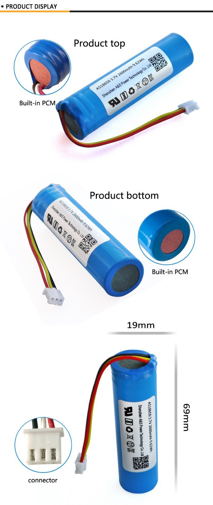 Wholesale Factory Price Li Ion Battery 3.7V 2600mAh 18650 Lithium Ion Battery for Flashlight