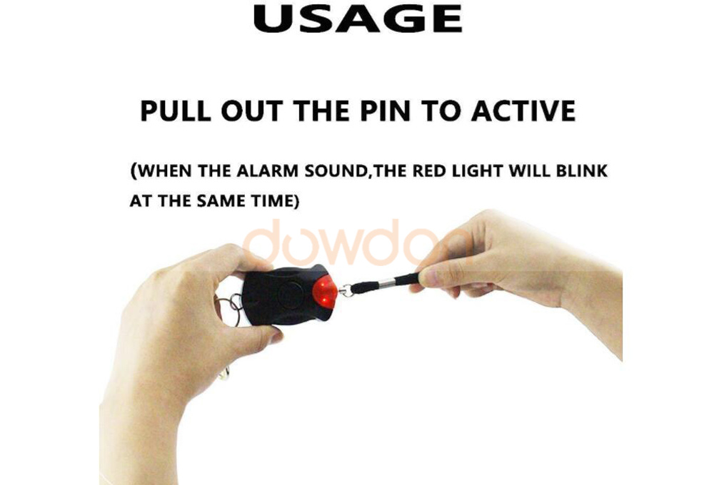 130 dB Emergency Self Defense Security Alarm with Red LED Flashlight Hanging Belt