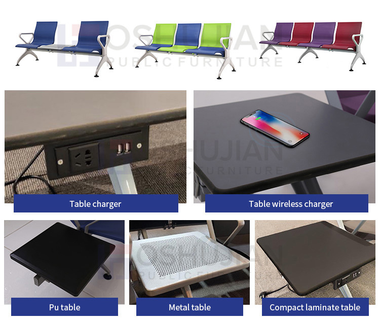 Commercial Waiting Furniture 3 Seater Airport Chair Waiting Room Bench