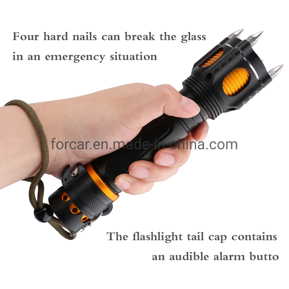 Security Rescue Light /T6 LED Police Tactical Flashlight with Self Defense Belt Cutter