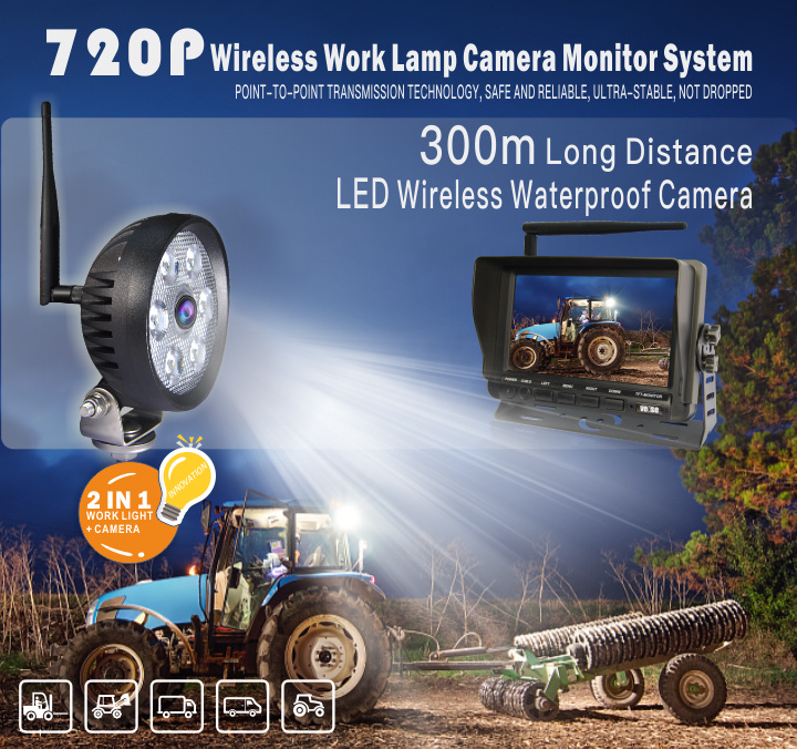 720p Wireless Work Lamp Camera Monitor System
