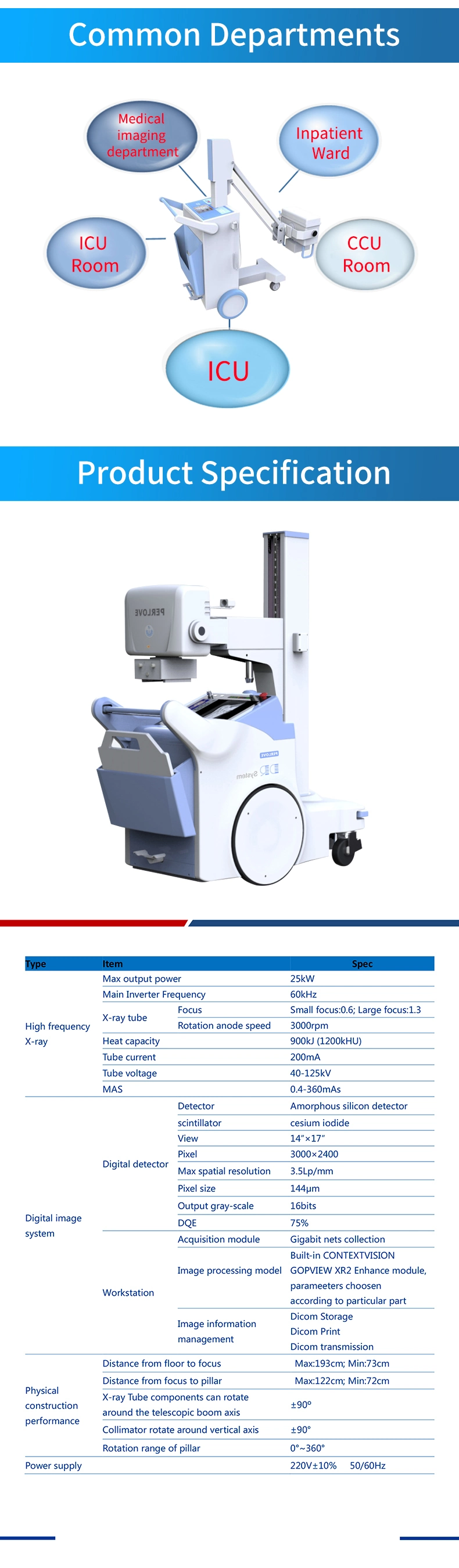 Security Medical Equipment Mobile High Frequency X-ray Machine