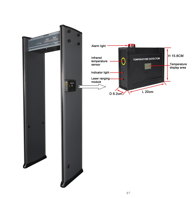 Mdw-5t Frame Security Walk-Through Metal Detector Checking Temperature Diagnose Door