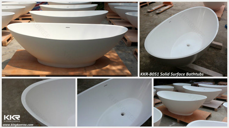 Pure White Acrylic Solid Surface Free Standing Bath Tub