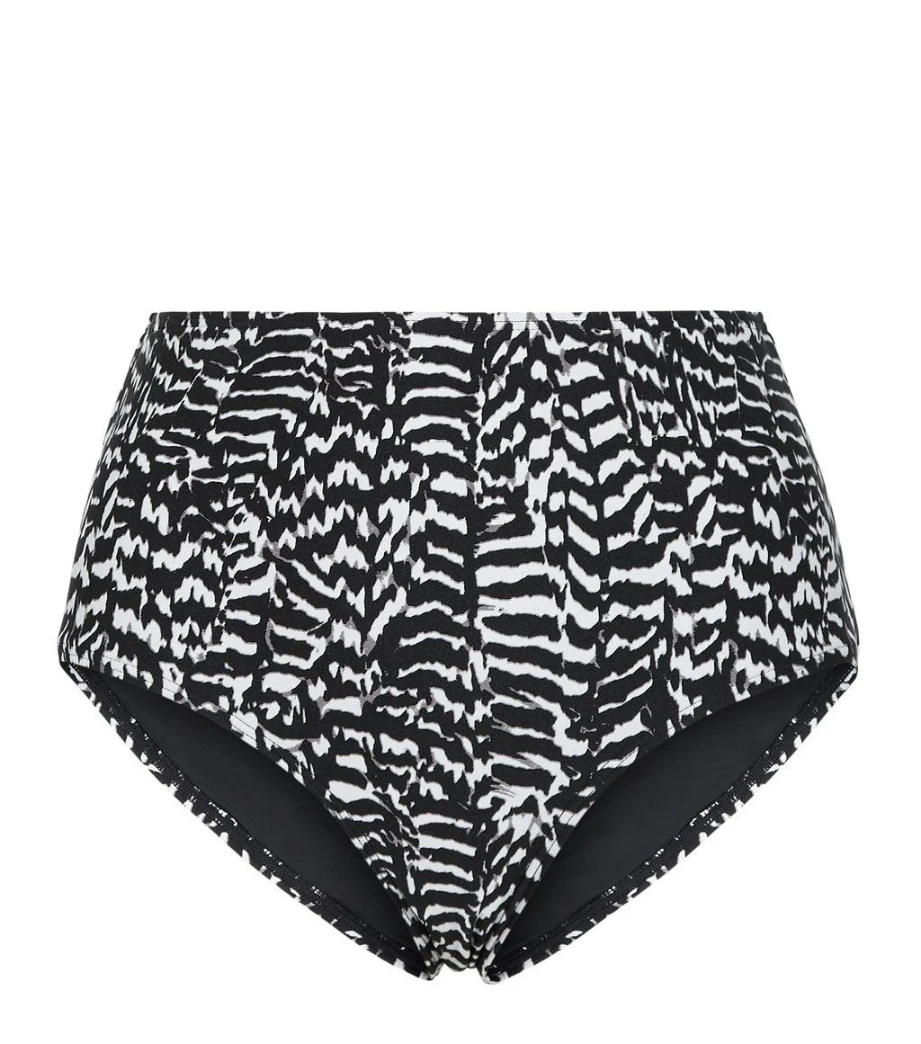 Ladies' Black Zebra Print Triangle Bikini Top Tie Side Bikini Bottoms and High Waist Bikini Bottoms Halter Neckline Moulded Cups Tie Back Fastening Swimwear