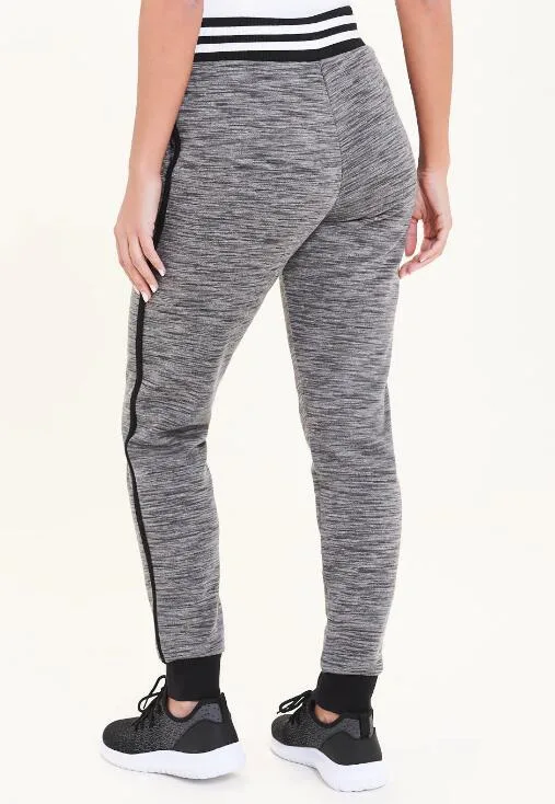 Grey Stripe Waist Jogging Bottoms and Gym Hoodie Women Sportswear Set Rtm-221