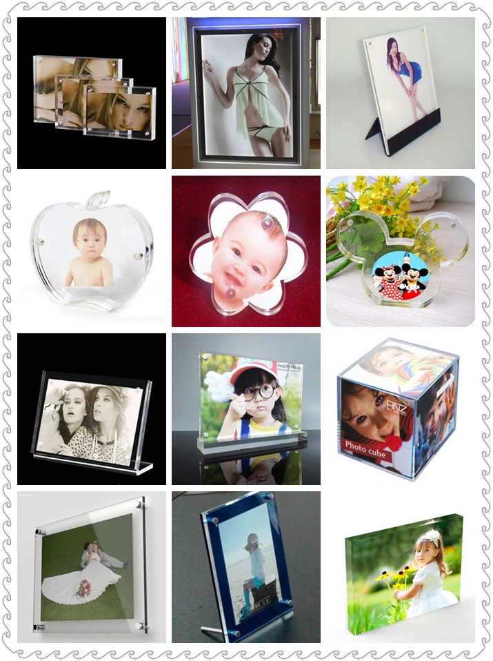 Home Decoration Promotion Gift Heart Acrylic Photo Frame /Plastic Magnetic Picture Frame