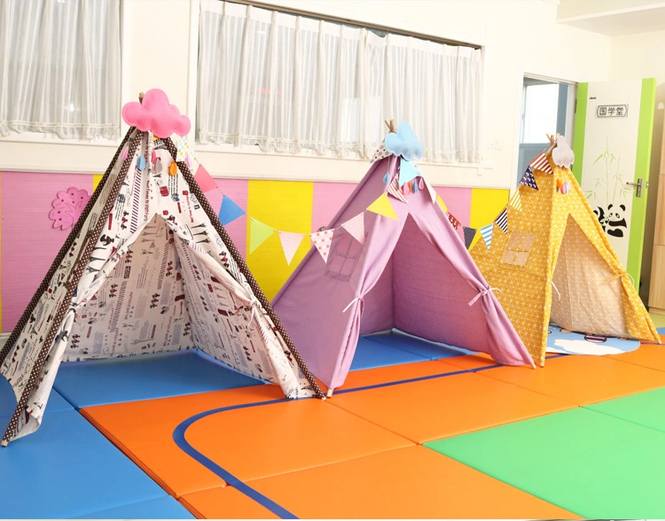 100% Cotton Canvas Indoor Family Play Kids Teepee Folding Tent