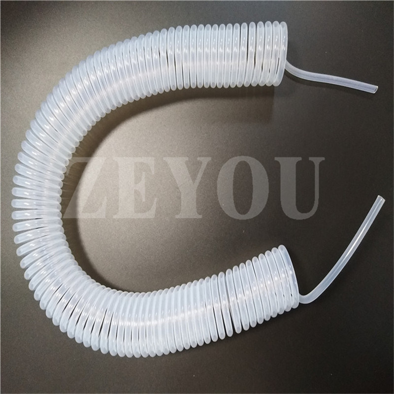 Customized Solvent Resistant FEP PFA PTFE Plastic Spring Coil Flexible Pipe