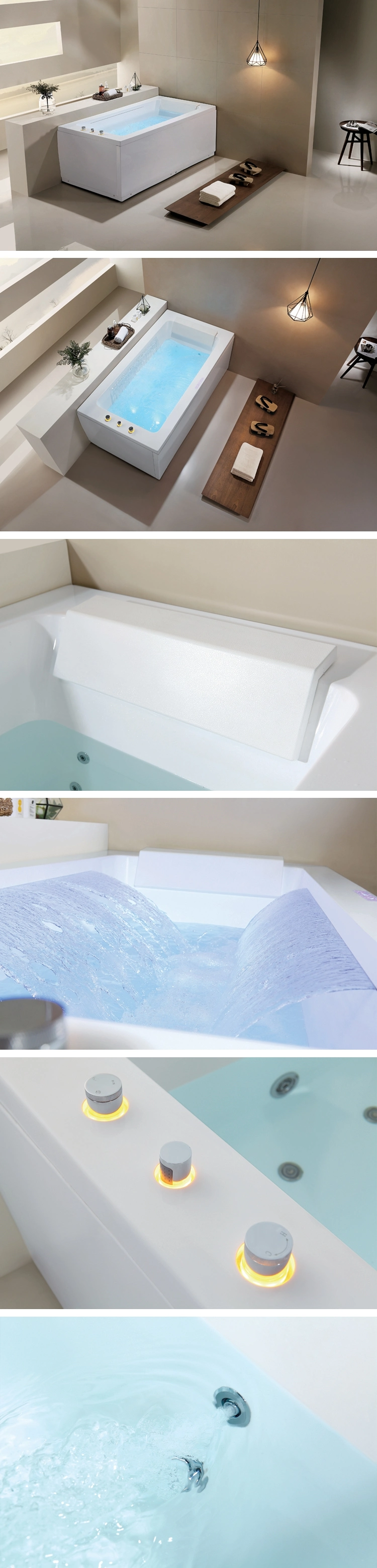 Single Use Clear Acrylic Jacuzzi Indoor Bathtub with Seat